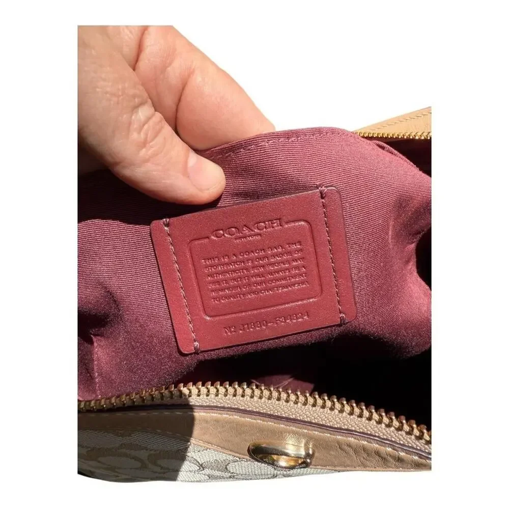 Coach Cream Signature Canvas Hobo Bag